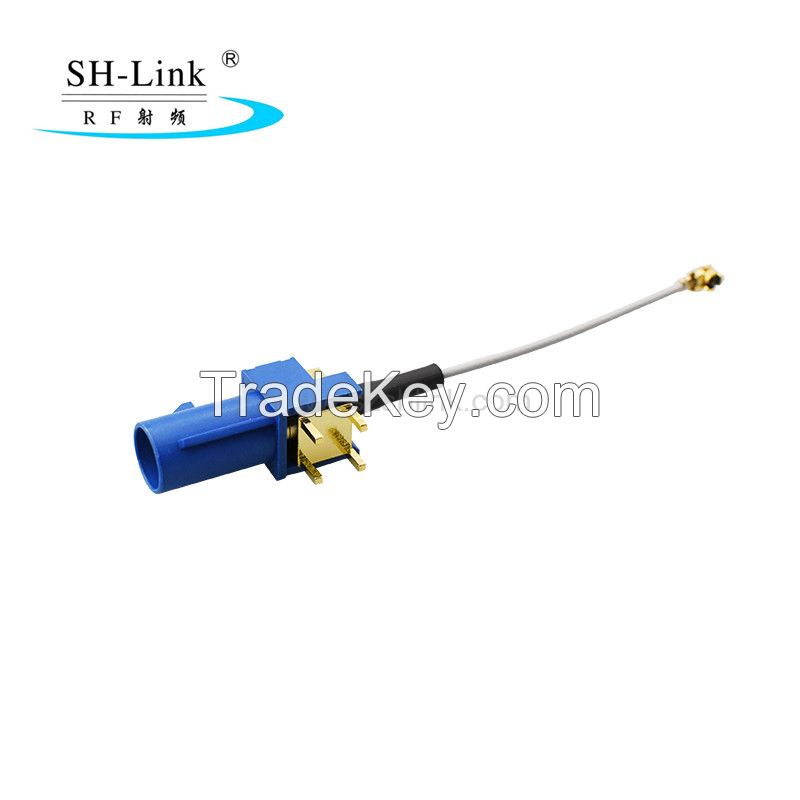 FAKRA Male/Plug C type blue for PCB to IPEX with 1.13/1.37 cable assembly