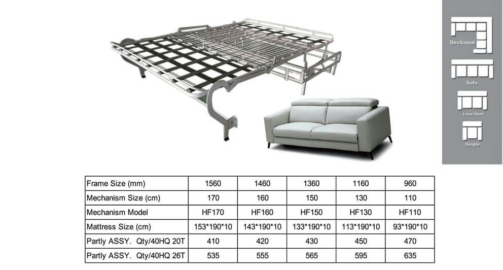 High Leg One-step Sofa Sleeper Mechanism-#hf000