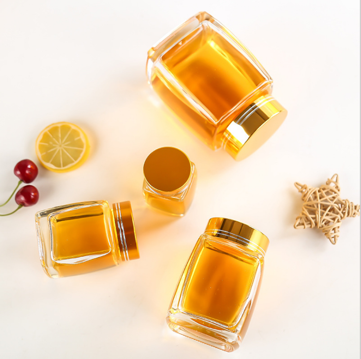 100ml 180ml 280ml Square Glass Honey Jar with Lid