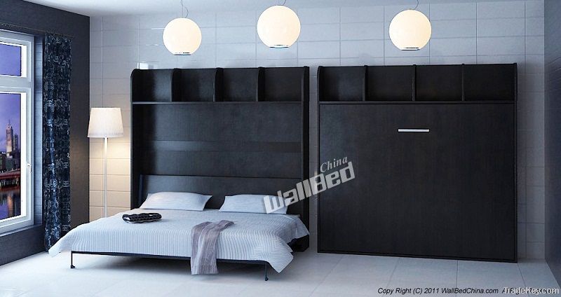 Horizontal queen size wall bed