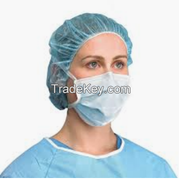 Protect Standard Surgical Gown, Surgical Gloves, Surgical Mask with Elastic Earloops, 3 ply blue