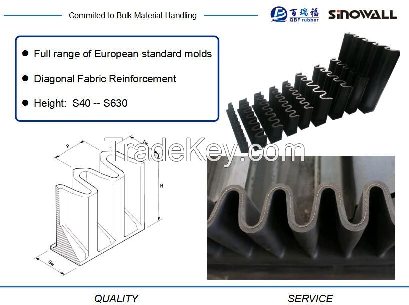 Rubber sidewall conveyor belts