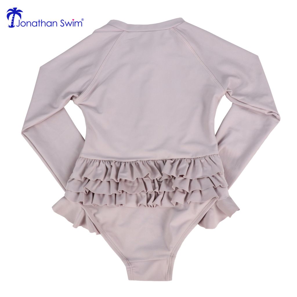 2020 long sleeves ruffle zipper custom kids swimwear UPF50+ child infa