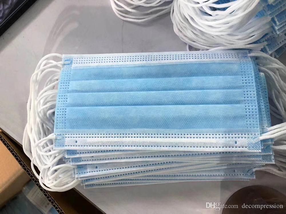 Disposable Face Mask 3 Layer Ear-loop Dust Mouth Masks Cover 3-Ply Non-woven   Disposable Dust Mask Soft Breathable CE,FDA NOISH Certificated.