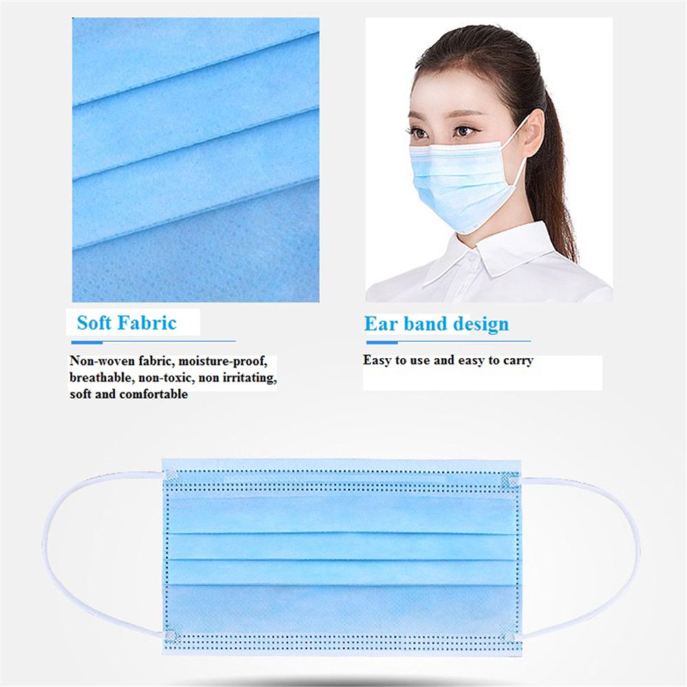 Disposable Face Mask 3 Layer Ear-loop Dust Mouth Masks Cover 3-Ply Non-woven   Disposable Dust Mask Soft Breathable CE,FDA NOISH Certificated.