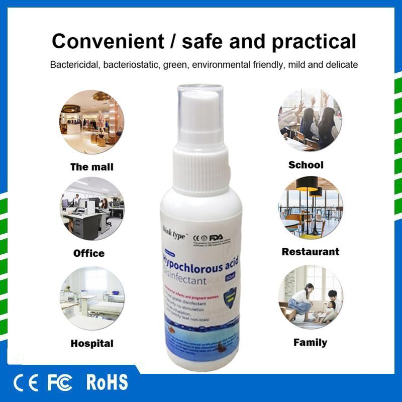  In Stock 50ml Wholesale No Alcohol Wash Free Hand Sanitizer Spray Think Type Hypochlorous Acid Disinfectant Free Shipping Fast Arrive..