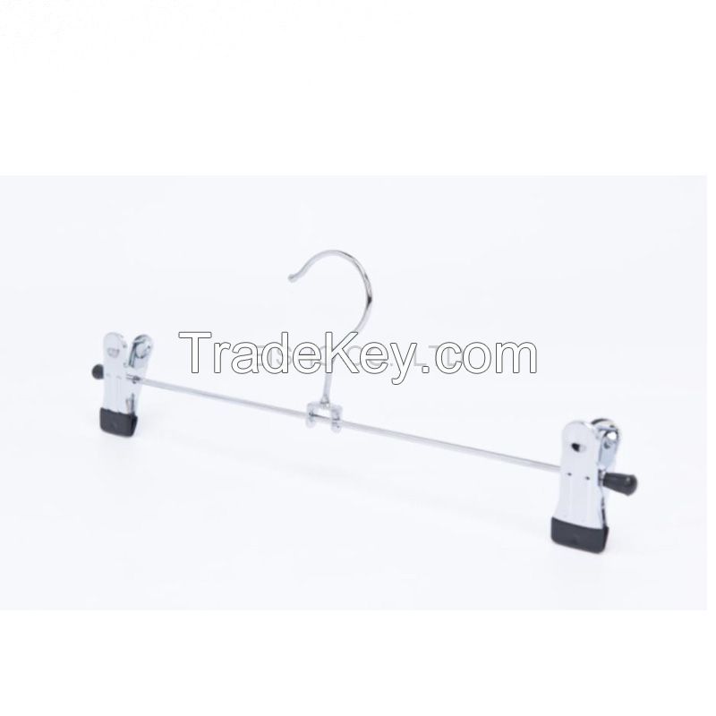 metal hanger for pants hot sale steel wire pants hanger with clips