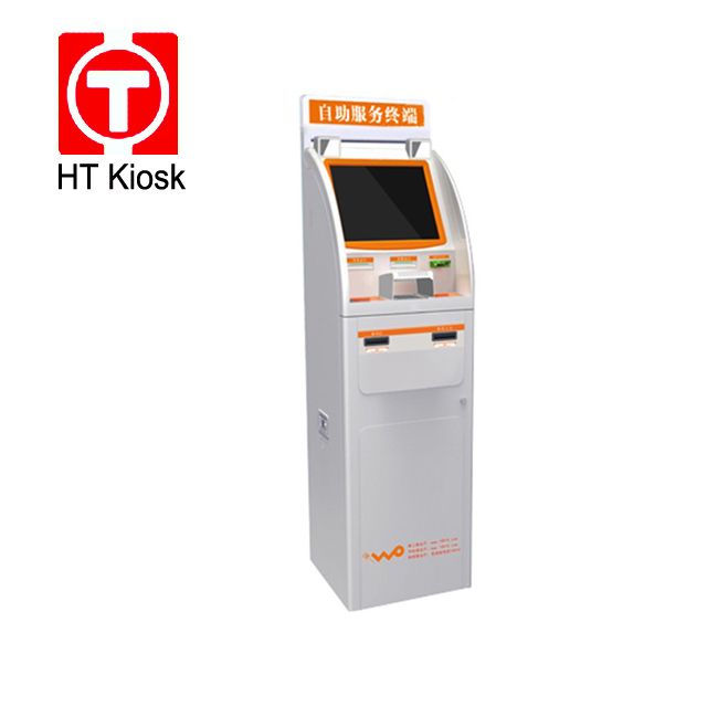 Self service payment kiosk with card reader and card dispender
