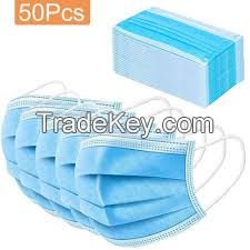 Meltblown Nonwoven Fabric Face Mask Blue Disposable Mask Face 3ply for Virus Protection in Low Risk Environments