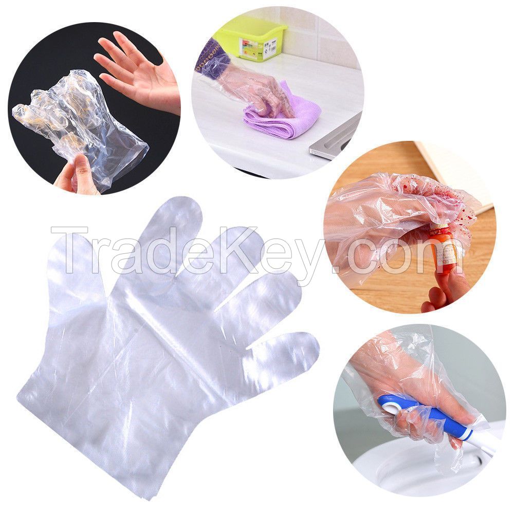 Disposable Hand Gloves PE Gloves Clear in Vinyl Powder Free for Cooking Cleaning Restaurant Clinic Factory Workshop Laborat