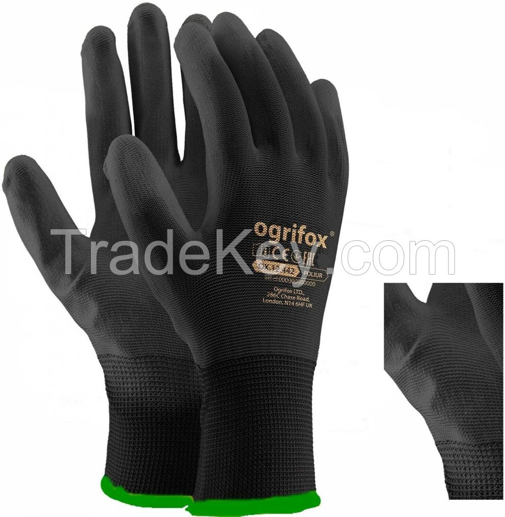 cheap PU coated nylon knitted labor protection gloves 