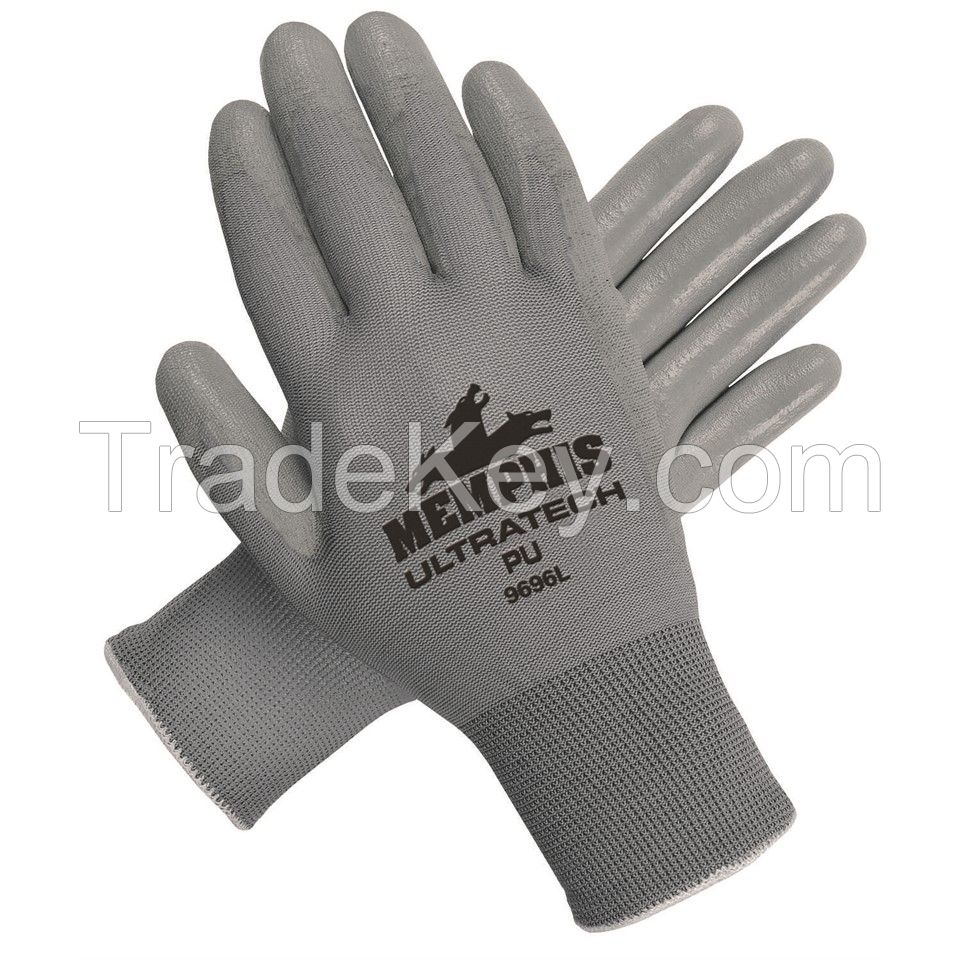 GLOVEMAN 13 Gauge Nylon Liner Black PU Palm Coated Work Gloves 