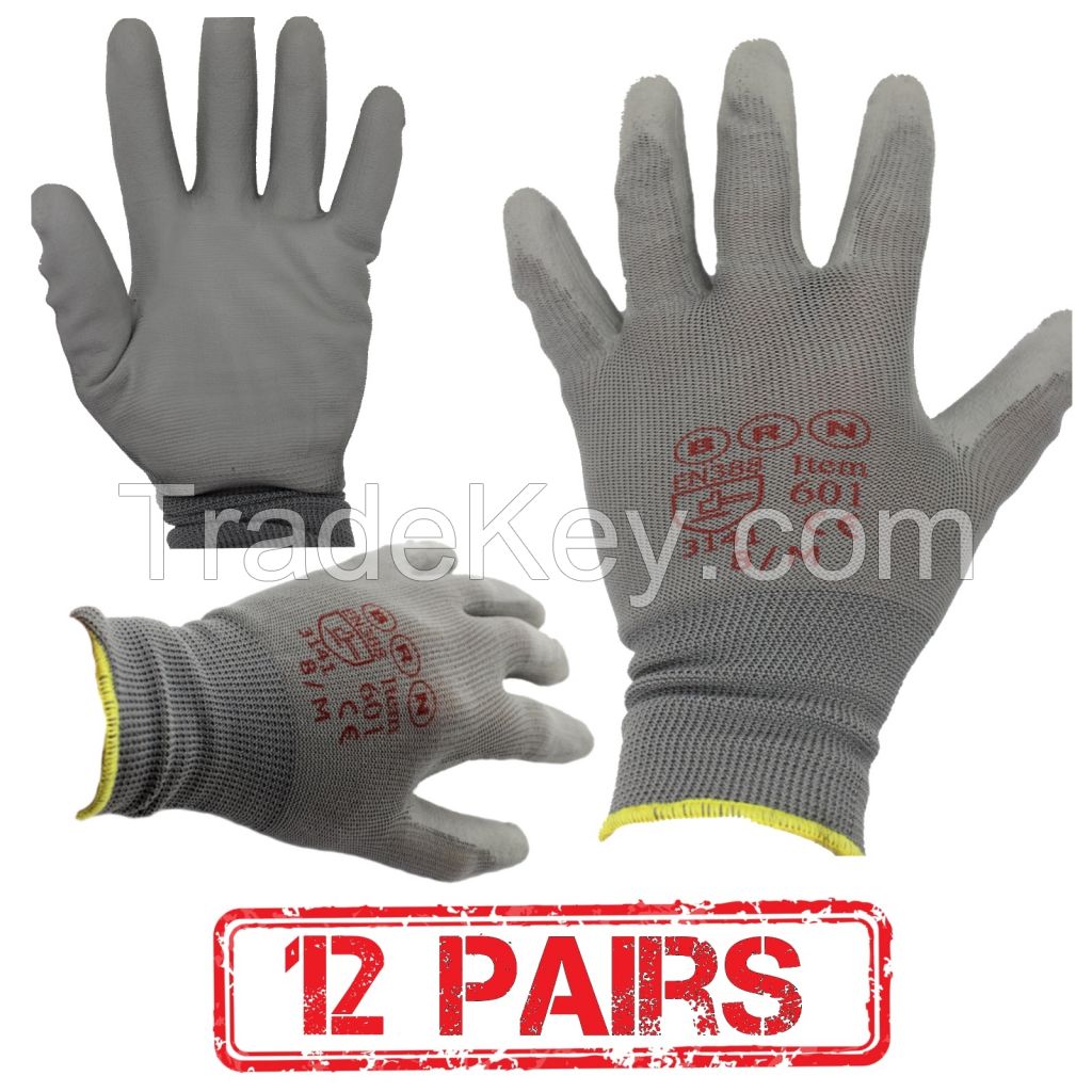 cheap PU coated nylon knitted labor protection gloves 