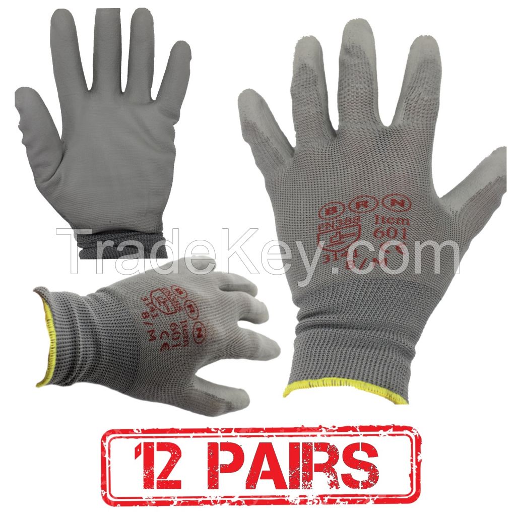 DS Safety NP1001 Nylon Knit Work Gloves with Micro Foam Technology & Spandex Liner Nitrile Coated Work Gloves,Touch Screen,Men's Thin Working Gloves 3 Pairs(L)