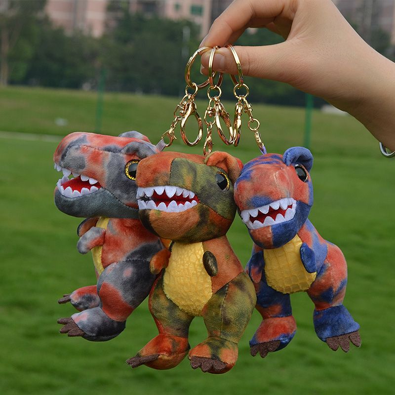 AYZTOY dyed flower Tyrannosaurus ins vibrato trend bag jewelry riding clothing leather key ring plush pendant toy