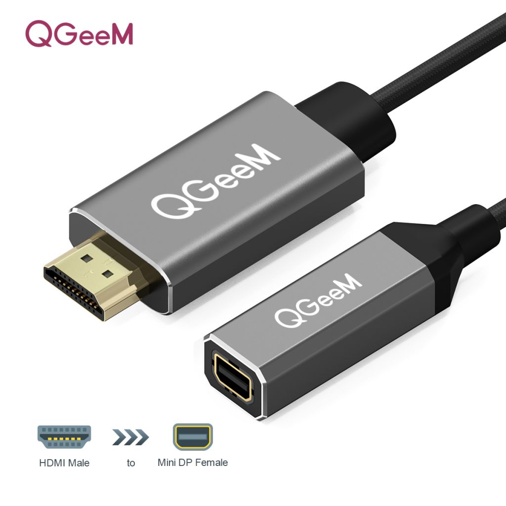 HDMI to Mini DisplayPort Converter Adapter Cable, QGeeM 20Cm 4K x 2K HDMI to Mini DP Adaptor for HDMI Equipped Systems, Compliant with VESA Dual-Mode DisplayPort 1.2, HDMI 1.4 and HDCP