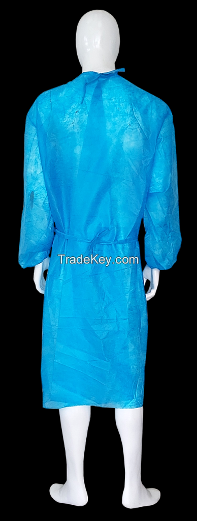 Hospital Isolation Gown – Splash Resistant - Level 1, Neck Ties, Waist Ties And Elastic Cuff