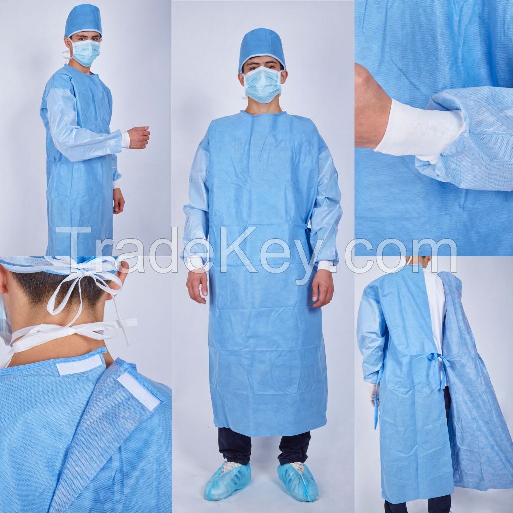 Standard Disposable Spunlace Surgical Gowns/Reinforced hospital Operating Theatre Gown/medical Uniform 