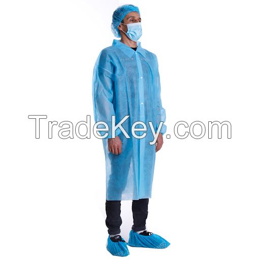 Breathable Wholesale PP Non Woven Disposable Visitor Hospital Uniform Lab Coat