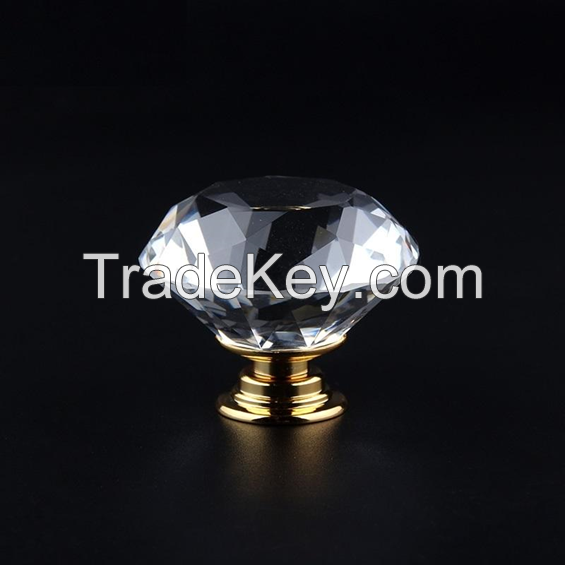 Crystal Glass Knobs Cupboard Pulls Europe Style Diamond Shape Design Door Drawer Cabinet Handles