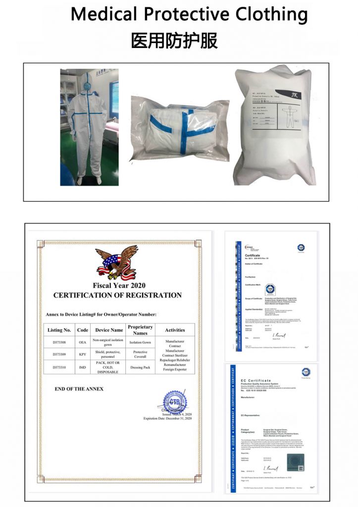Medical Protective Clothing Certified By FDA, CE, ISO,TUR Type 4 Blue stripe