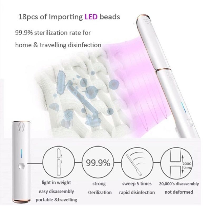 Portable UV sanitizing wand with importing LED beads , handheld UV sterilizer
