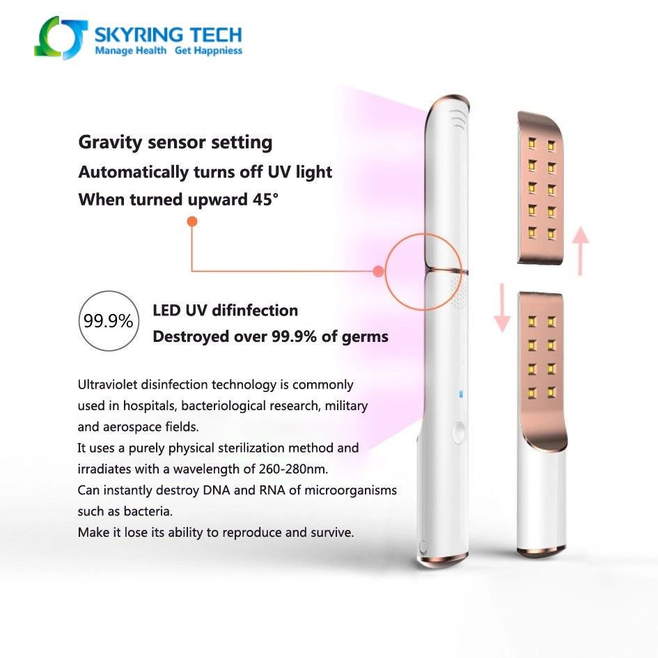 Portable UV sanitizing wand with importing LED beads , handheld UV sterilizer