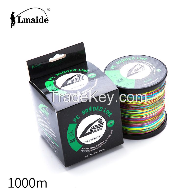 Wholesale price Super Strong fishing line PE colourful braided wire 8x colourful braided fishing line 16lb - 100lb