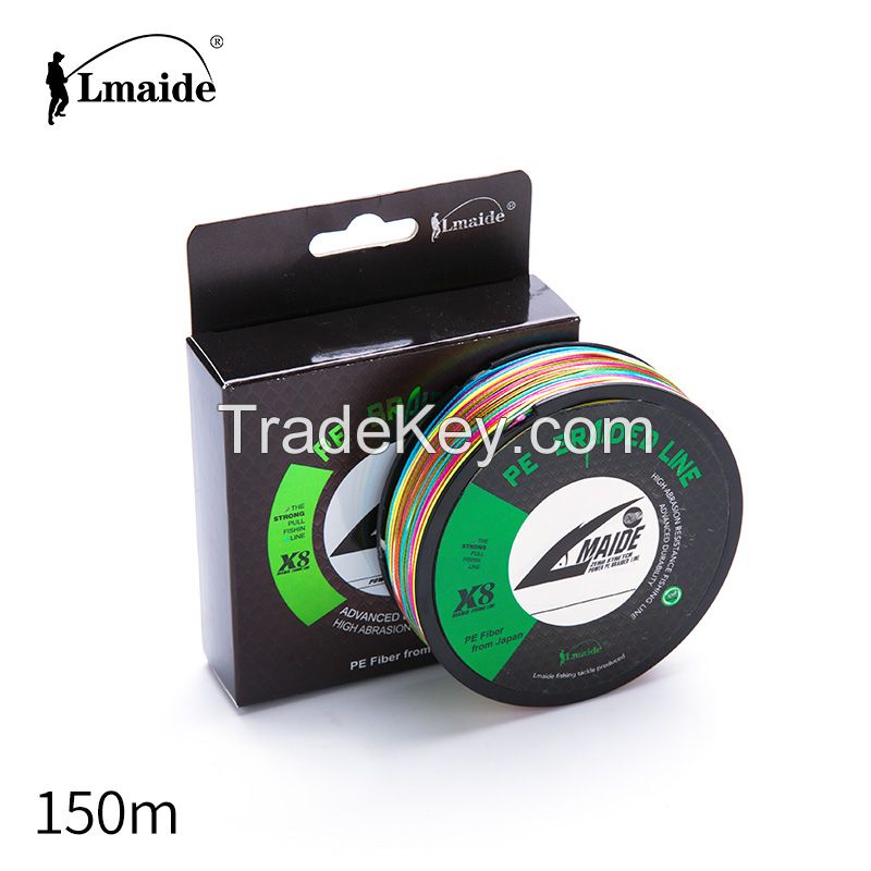  Wholesale price Super Strong fishing line PE colourful braided wire 8x colourful braided fishing line 16lb - 100lb