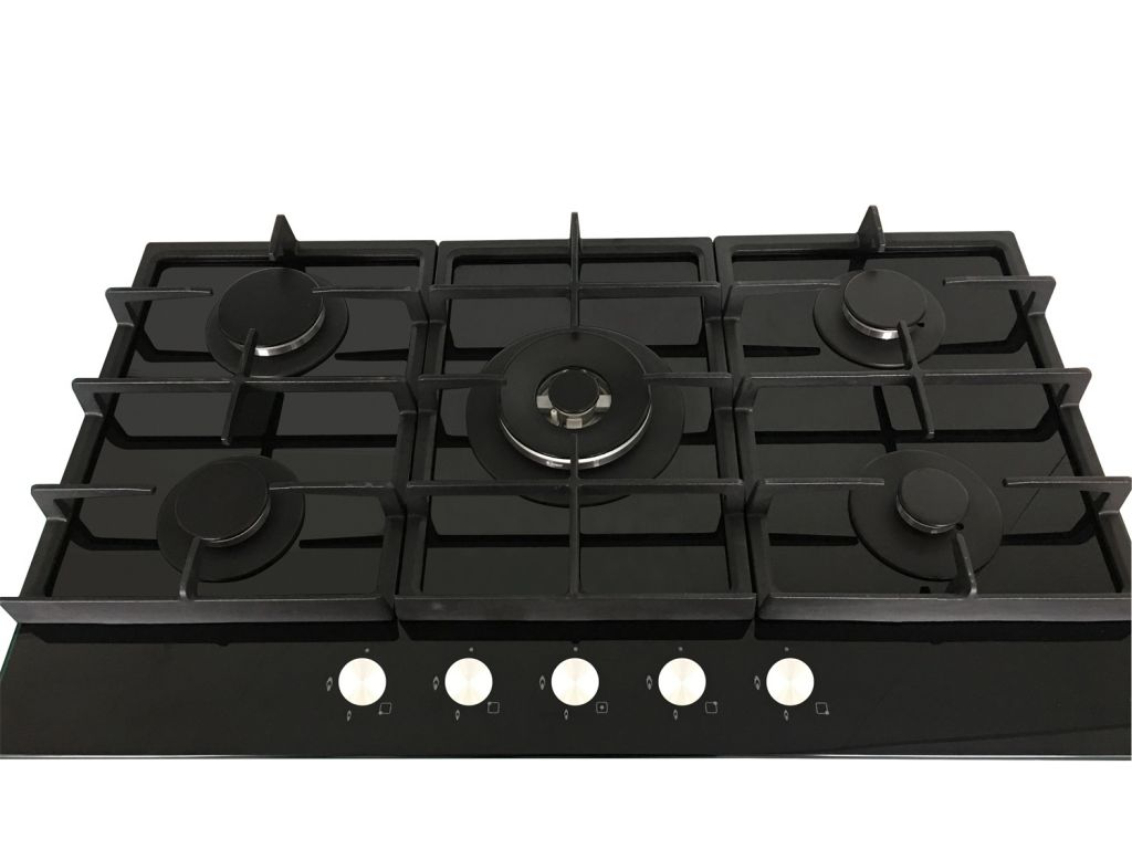 Black Tempered Glass Cooktop Best Flame 5 Burners Gas Stove for Sale/Built in Gas Hob