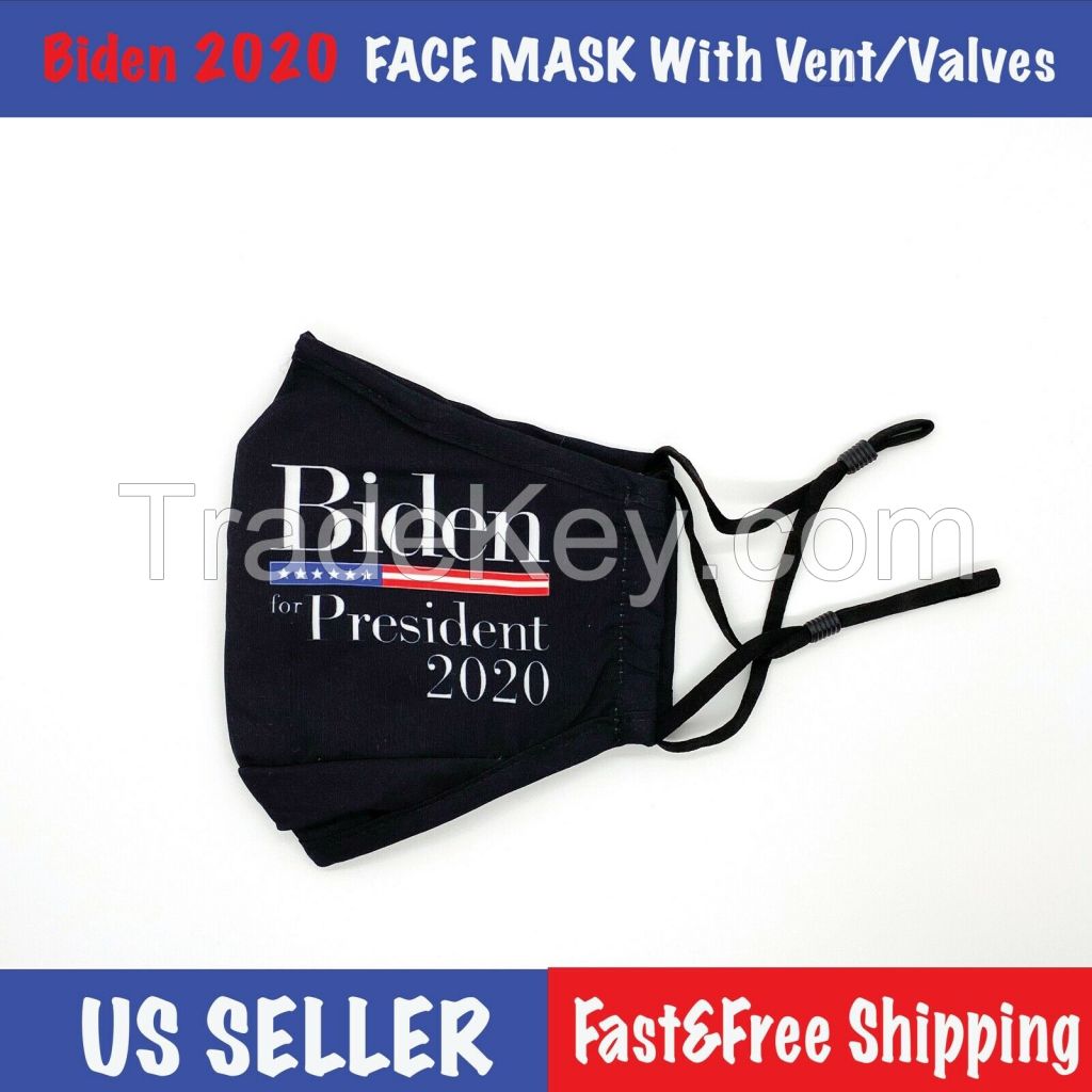 Joe Biden President 2020 Face Mask with Air Vent/Valve Reusable Washable