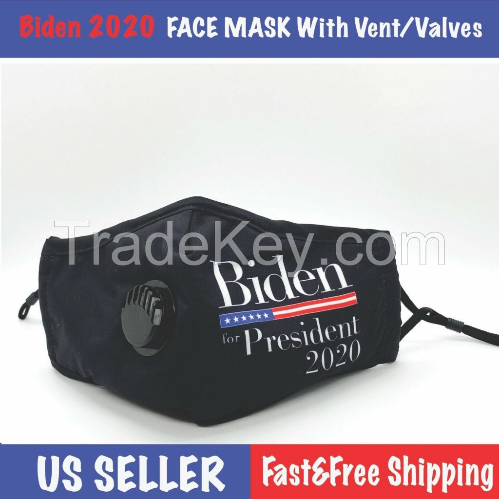 Joe Biden President 2020 Face Mask with Air Vent/Valve Reusable Washable