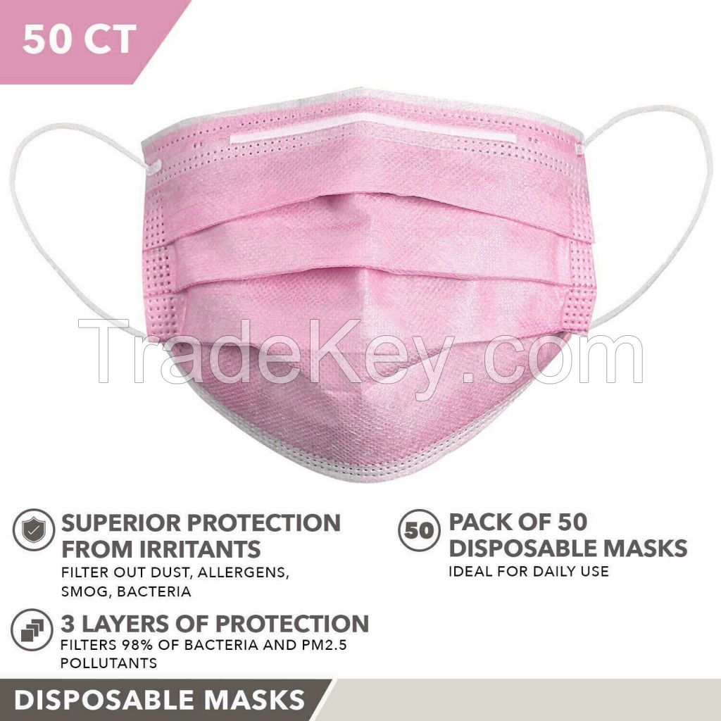 50 PCS Face Mask Mouth & Nose Protector Respirator Masks 5 Colors