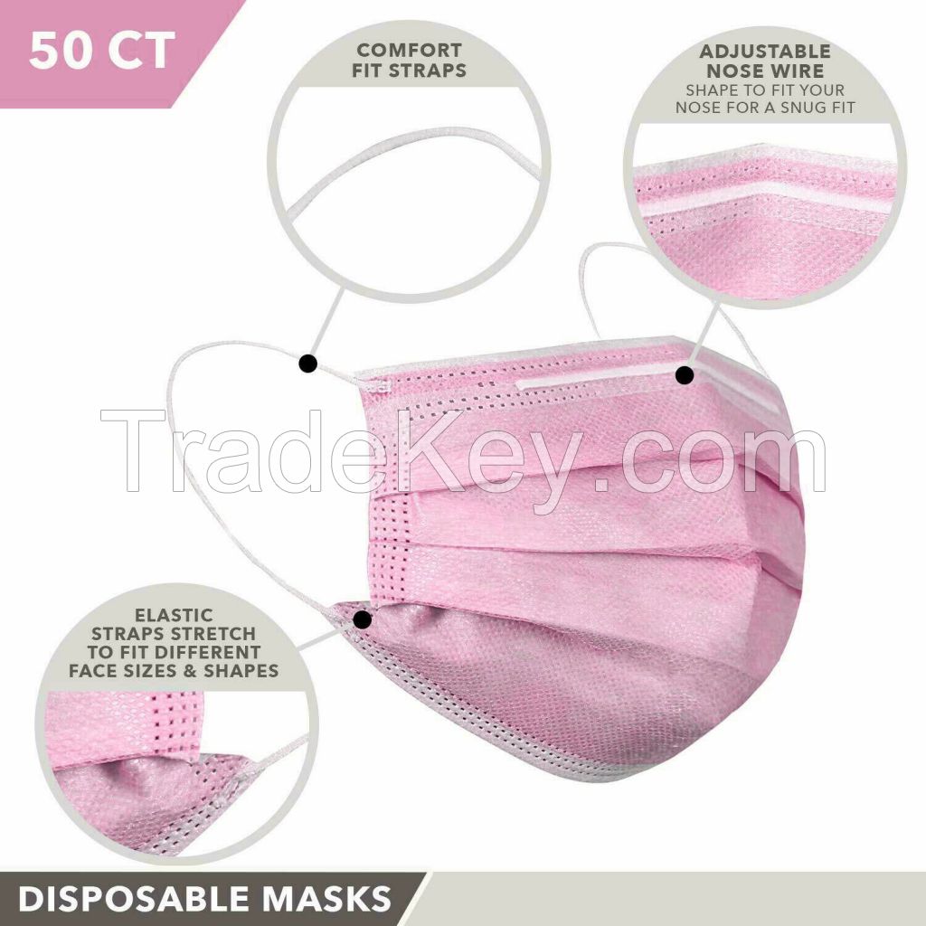 50 PCS Face Mask Mouth & Nose Protector Respirator Masks 5 Colors
