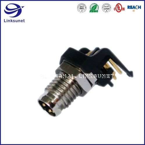 2 Pin M8 Metal Die-Casting  90Â° Receptacle  Male for industrial wire harness