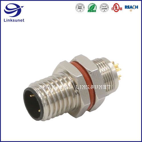24AWG  Male 4Pin M8 Metal Die-Casting Receptacle for industrial wire harness