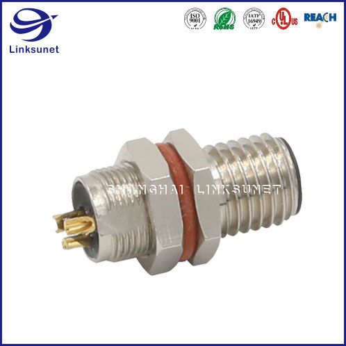 M8 Metal Die-Casting Receptacle 24AWG  Male 3Pin for industrial wire harness