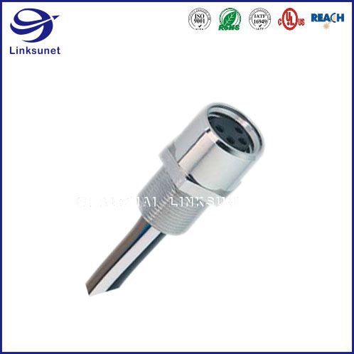 Screw Type 4 Pin M8 Metal Die-Casting Receptacle Female for industrial wire harness