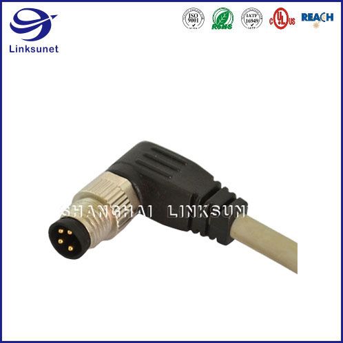 M8 3 Pin Waterproof connector and Wire 90 Screw Type Unshielded for automotive wire harness