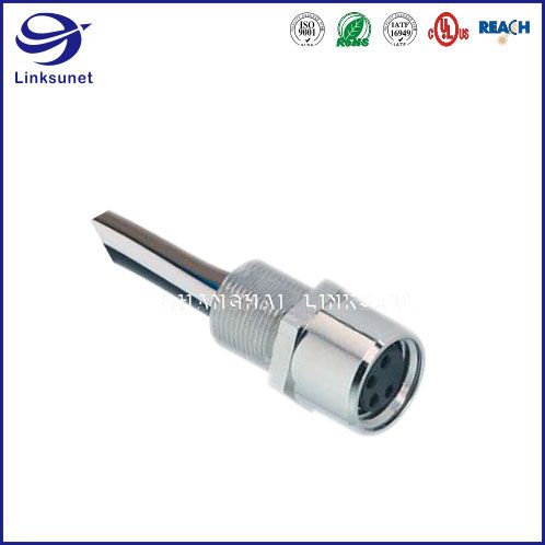 Screw Type 4 Pin M8 Metal Die-Casting Receptacle Female for industrial wire harness