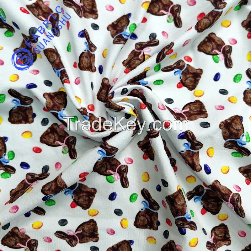 180-200GSM China supplier Cotton elastic digital print jersey high quality fabric