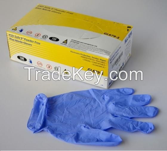 Disposable Powdered Nitrile Gloves Powder Free Examination Latex Gloves 