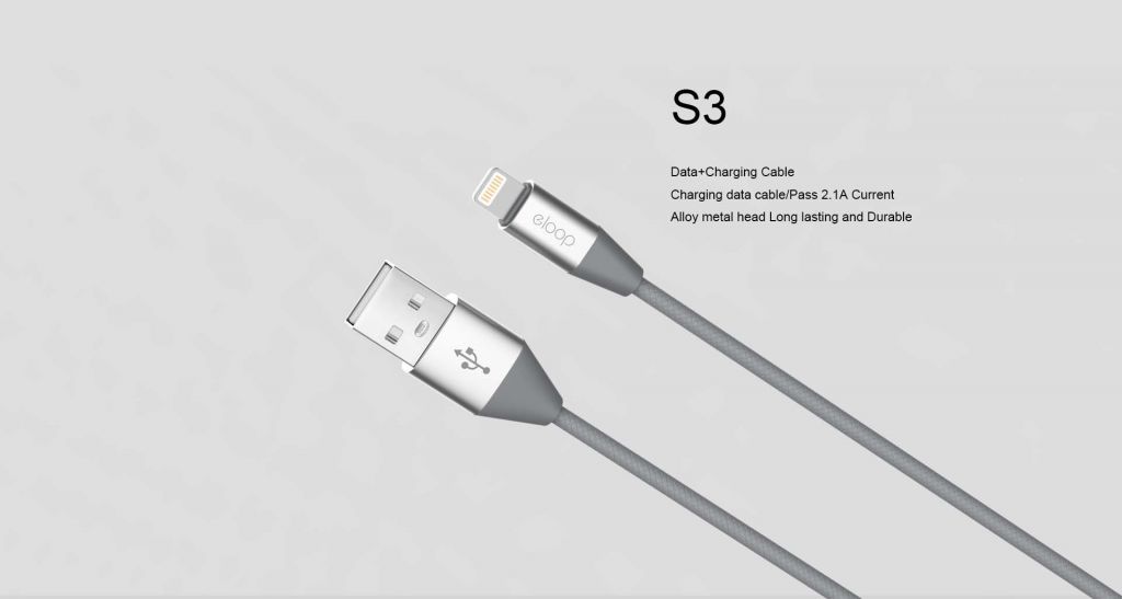 Eloop 2.1A 1.2M Fast Double Side Insertion Micro/Lightning/Type-C Usb Multi Phone Charging Cable