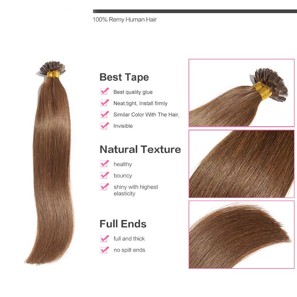 Top Quality Flat tip in Hair extensions Double Drawn Remy Prebonded Hair Vendors