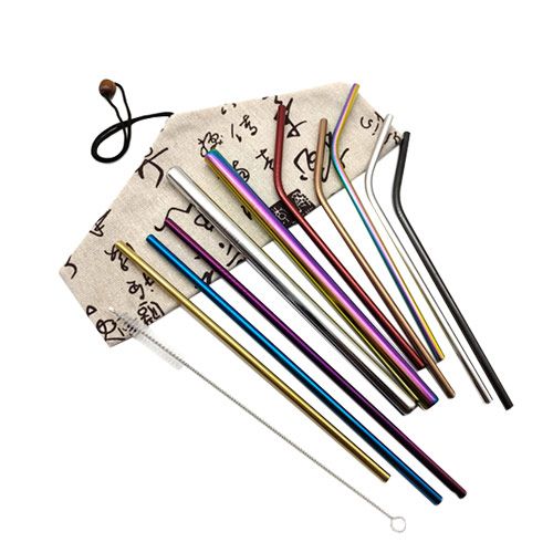 Stainless Steel 304 Straws with Cotton Linen Bag
