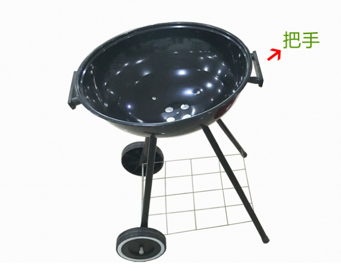 Factory direct mobile football oven wheel barbecue round four-legged barbecue