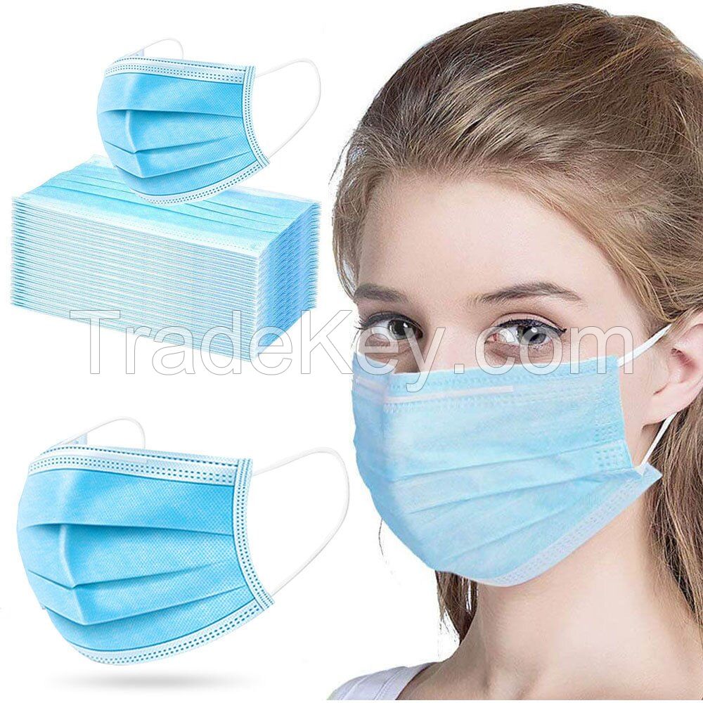 E TUV Fast delivery in stock earloop protective anti virus 3ply medical surgical 3 ply disposable face mask 
