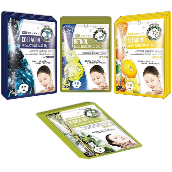 Mitomo Facial Anti-Aging Skincare Beauty Face Mask Sheet bundles: 4 types â 16 packs
