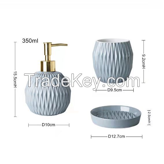 Modernize Style Ceramic bathroom set with cup lotion bottle and soap dish