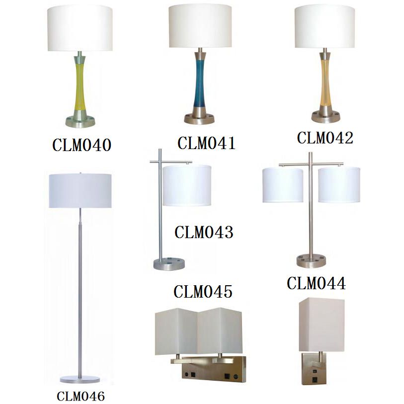 Hotel Guset room USB Brushed nickel table lamp with Linen lampshade